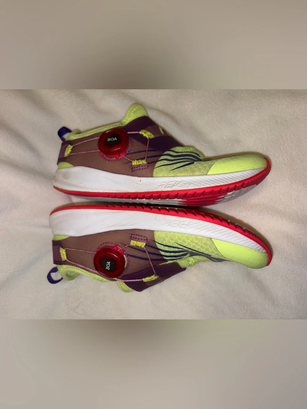 New Balance Kids Neon Yellow & Purple BOA Sneakers kid size 2